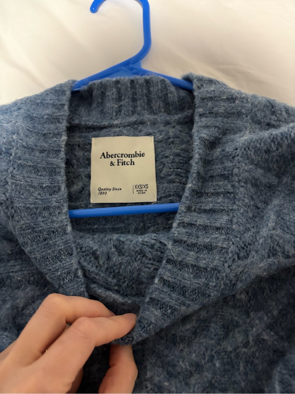 Abercrombie & Fitch Dusty Blue Ribbed Collar Sweater